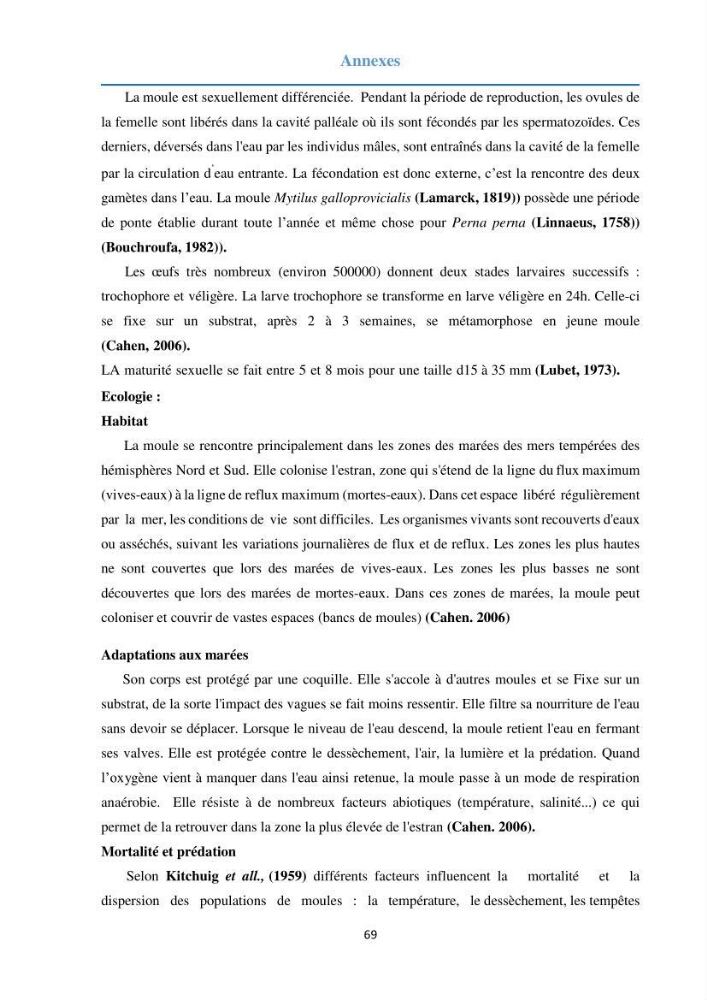 Etude des métaux traces chez les moules de la côte algeroise