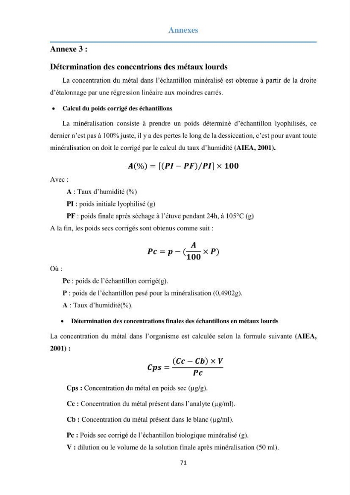 Etude des métaux traces chez les moules de la côte algeroise