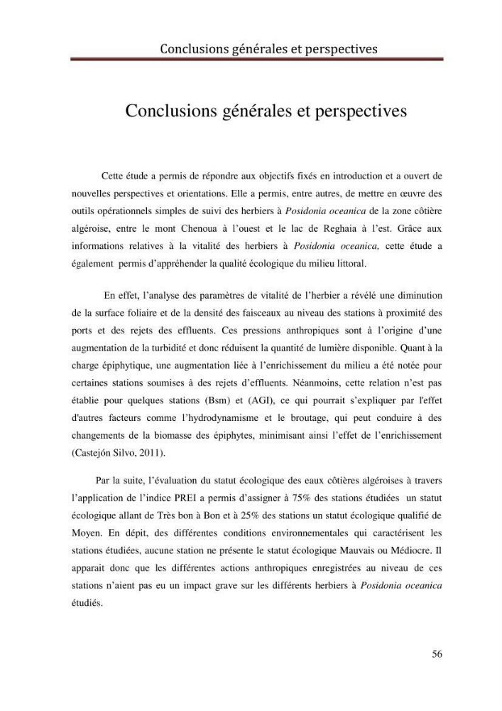 Evaluation de l’état écologique des eaux côtières algéroises par l’utilisation d’un indice algéroises par l’utilisation d’un indice