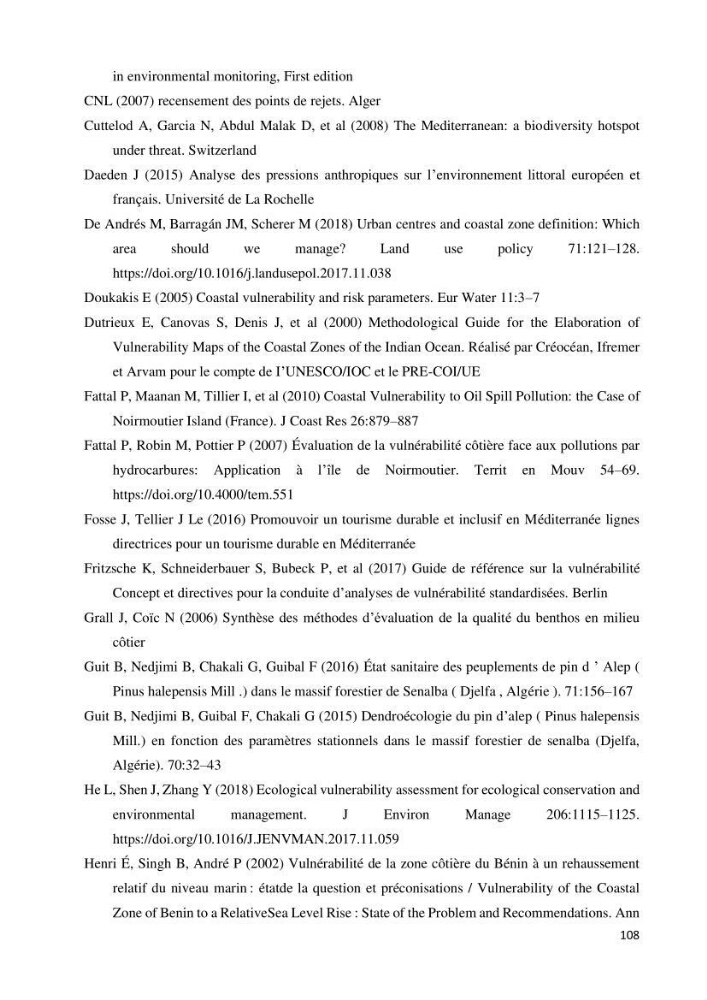 Evaluation des impacts anthropiques àpartir d\'un mna : modéle numérique d\'altimétrie d\'une zone littorale comprise entre bab eloude-ain benian alger