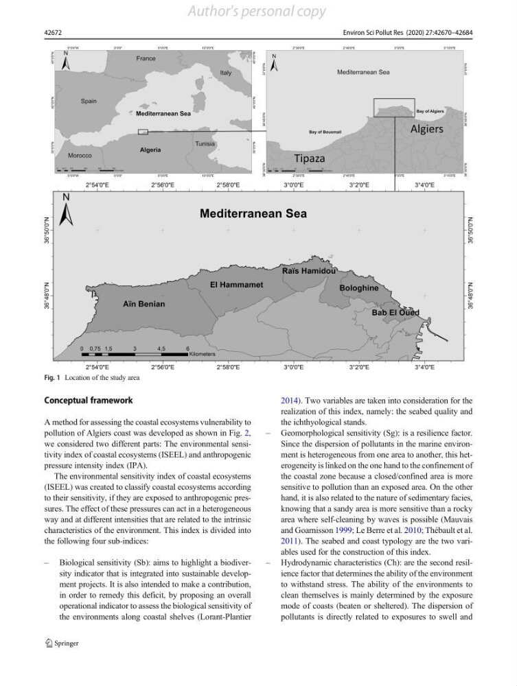 Evaluation des impacts anthropiques àpartir d\'un mna : modéle numérique d\'altimétrie d\'une zone littorale comprise entre bab eloude-ain benian alger