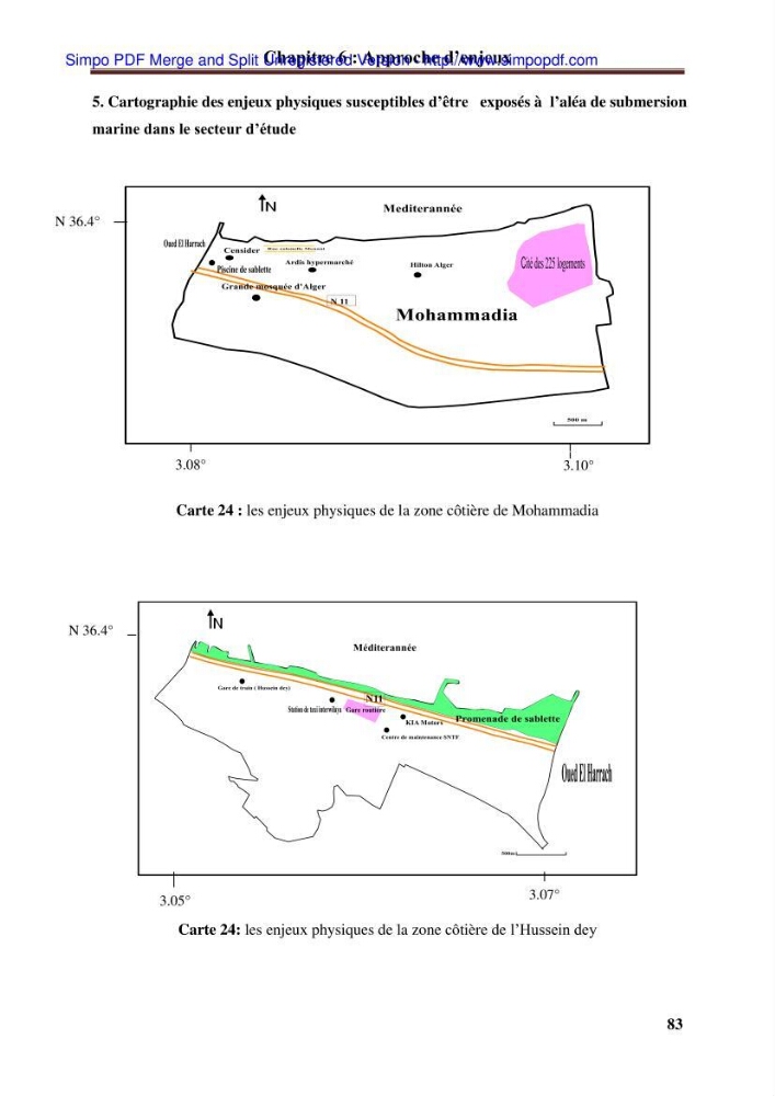 Approche systématique pour la gestion du risque de submersion marine (Hussein dey et El mohammadia)