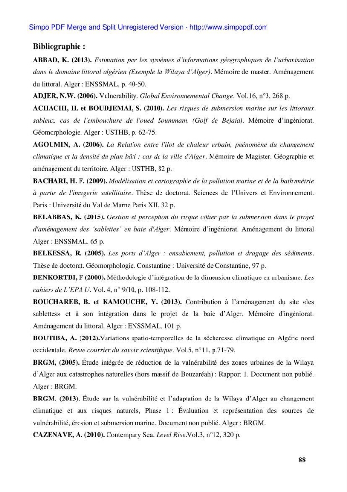 Approche systématique pour la gestion du risque de submersion marine (Hussein dey et El mohammadia)