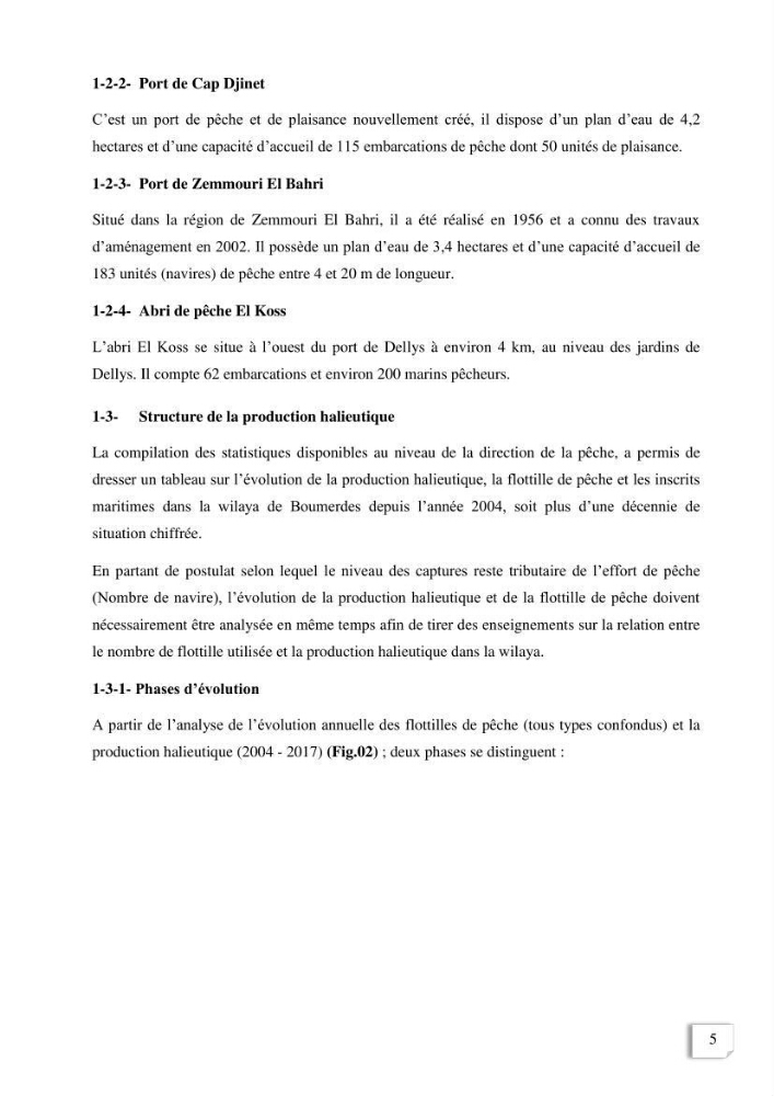 Etude des indicateurs socio-economiques de la pecherie sardinière dans le port de Zemmouri El Bahri ( Boumerdes):