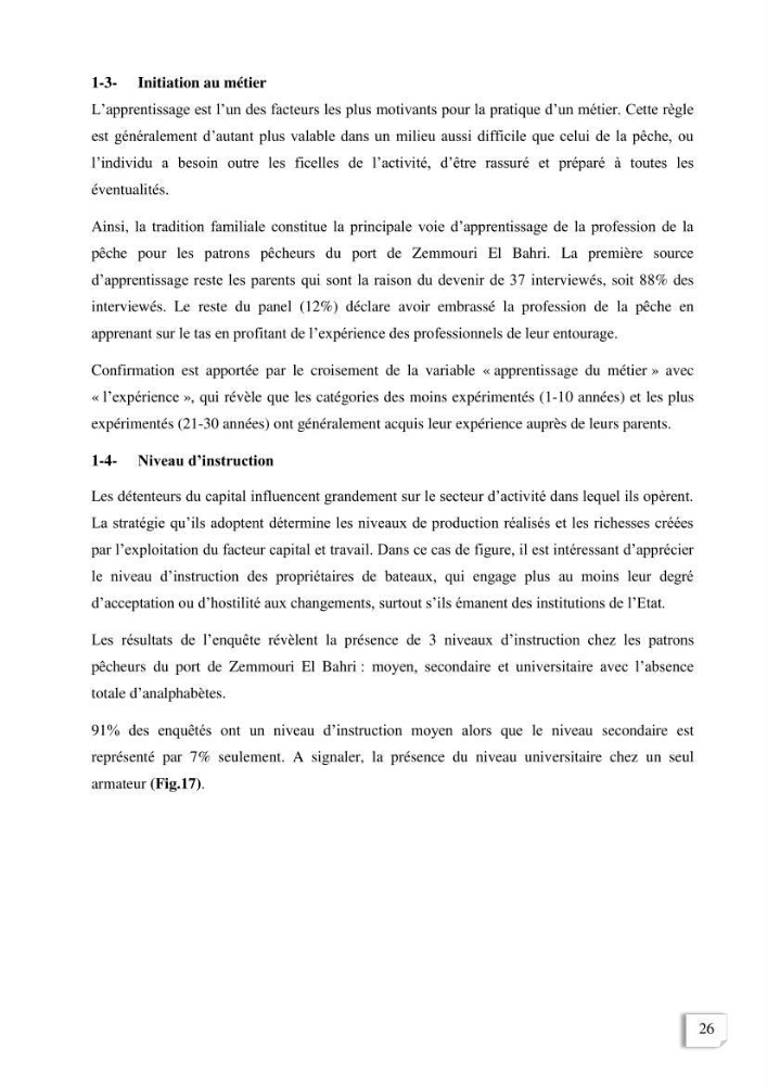Etude des indicateurs socio-economiques de la pecherie sardinière dans le port de Zemmouri El Bahri ( Boumerdes):