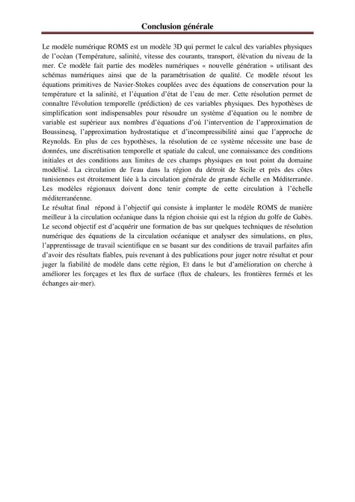 Modélisation numérique de la circulation océanique à l\'aide du modèle Roms Tools