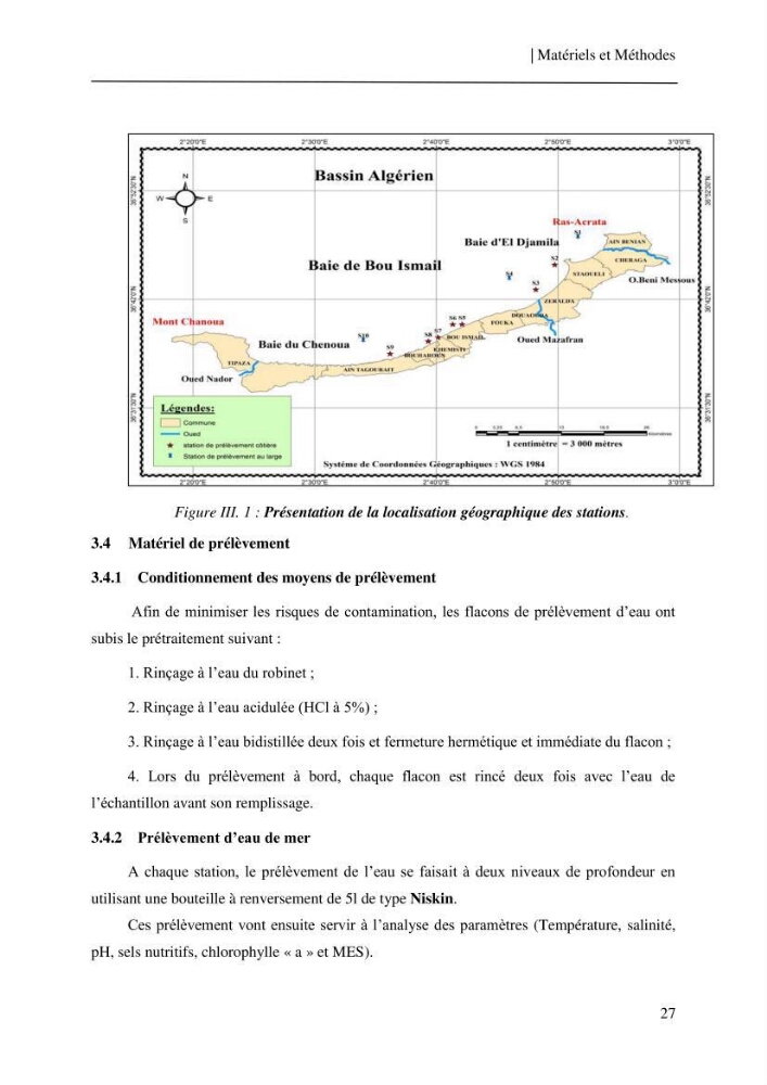 Etude et suivi des paramètres physico-chimiques et sels nutritifs dans les eaux côtières de la baie de Bou-Ismail