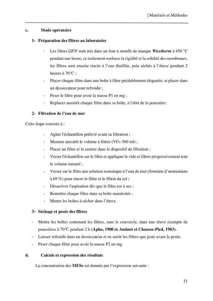 Etude et suivi des paramètres physico-chimiques et sels nutritifs dans les eaux côtières de la baie de Bou-Ismail