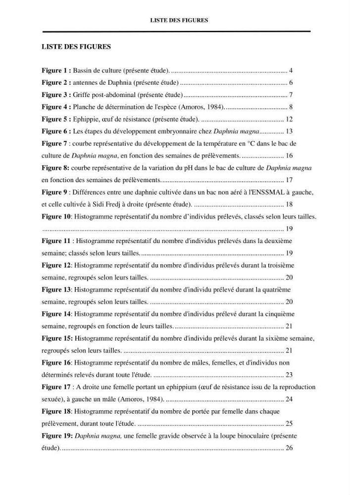 Mise en évidence des performances d\'un elevage d\'une souche de Daphnies: Daphnia magna: