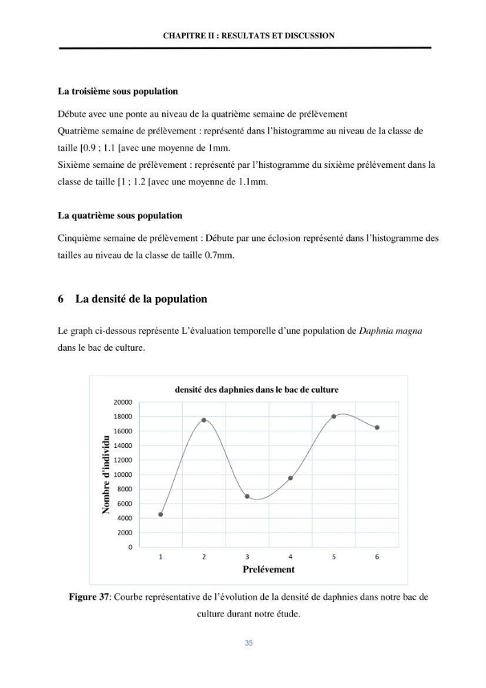 Mise en évidence des performances d\'un elevage d\'une souche de Daphnies: Daphnia magna: