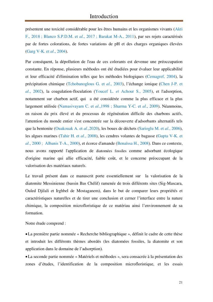 Identification, caractérisation et applications des diatomées fossiles de la région de Mostaganem