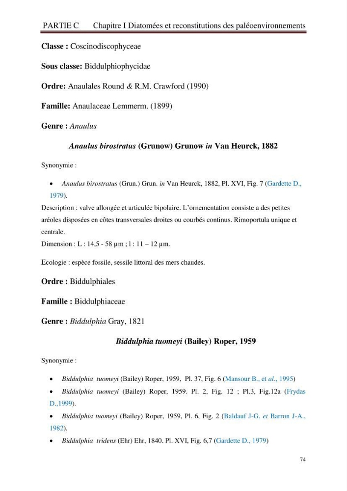 Identification, caractérisation et applications des diatomées fossiles de la région de Mostaganem