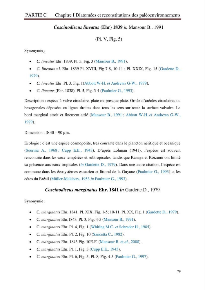 Identification, caractérisation et applications des diatomées fossiles de la région de Mostaganem