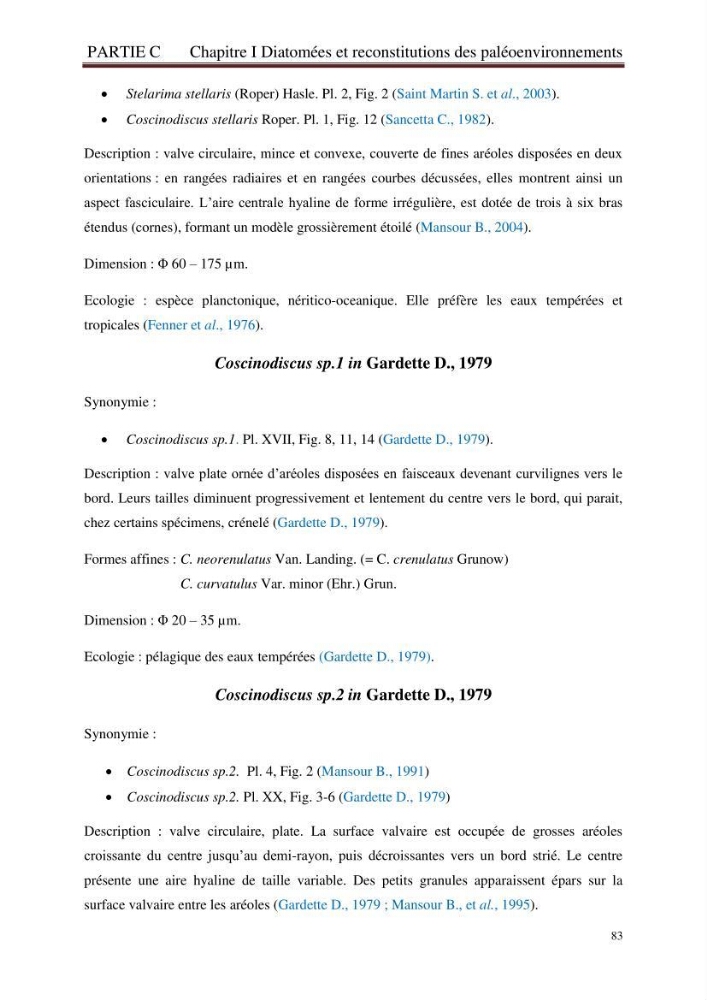 Identification, caractérisation et applications des diatomées fossiles de la région de Mostaganem