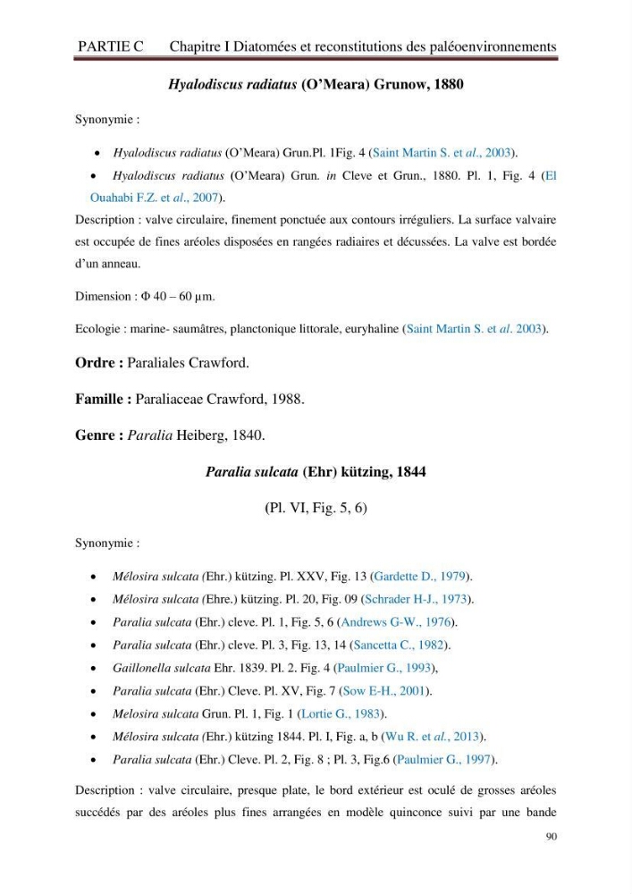 Identification, caractérisation et applications des diatomées fossiles de la région de Mostaganem