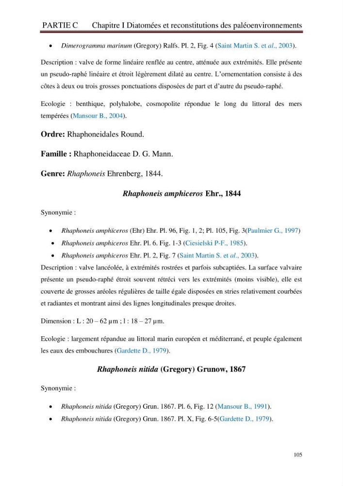 Identification, caractérisation et applications des diatomées fossiles de la région de Mostaganem