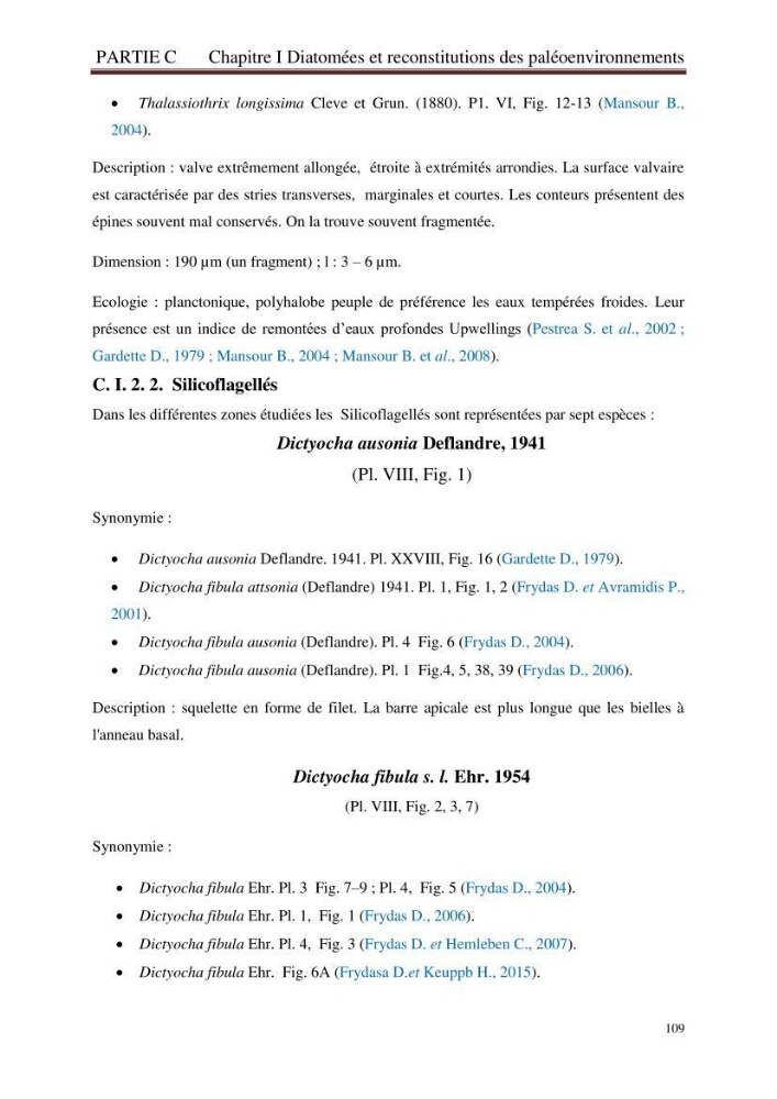 Identification, caractérisation et applications des diatomées fossiles de la région de Mostaganem