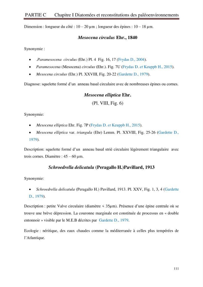 Identification, caractérisation et applications des diatomées fossiles de la région de Mostaganem