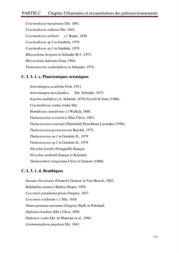 Identification, caractérisation et applications des diatomées fossiles de la région de Mostaganem