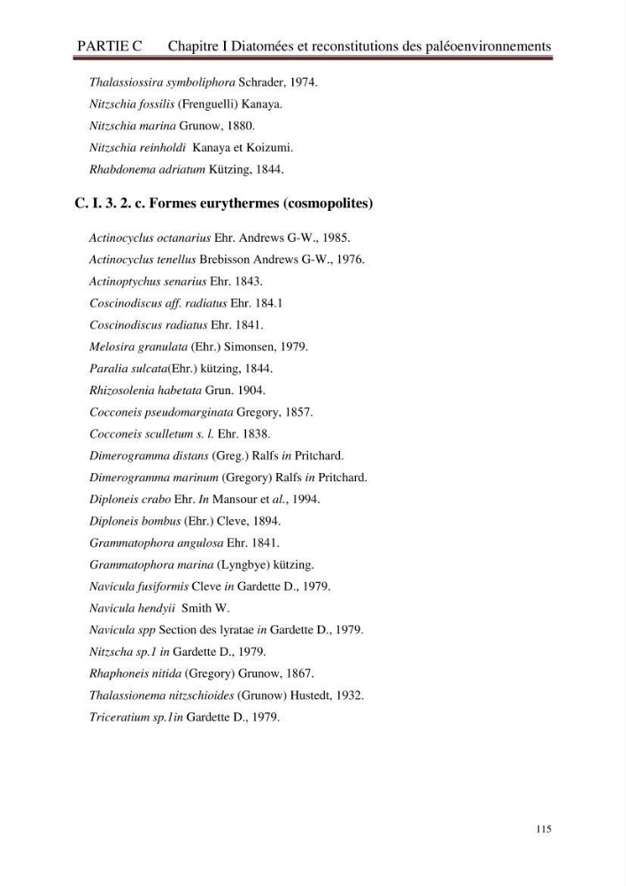 Identification, caractérisation et applications des diatomées fossiles de la région de Mostaganem