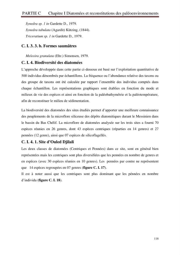 Identification, caractérisation et applications des diatomées fossiles de la région de Mostaganem