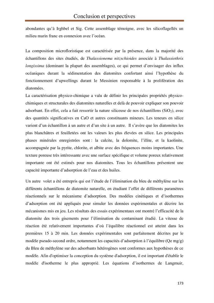 Identification, caractérisation et applications des diatomées fossiles de la région de Mostaganem