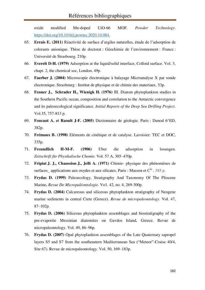 Identification, caractérisation et applications des diatomées fossiles de la région de Mostaganem
