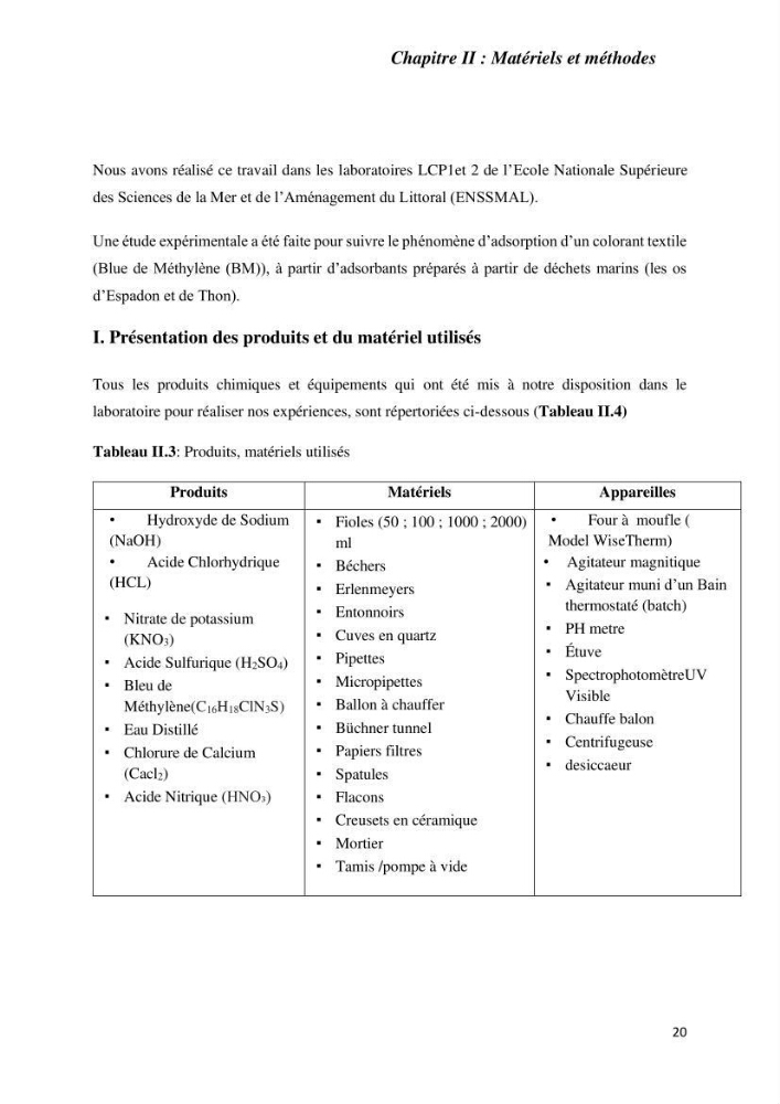 Rétention des polluants organiques par un adsorbant élaboré à base de déchets marins