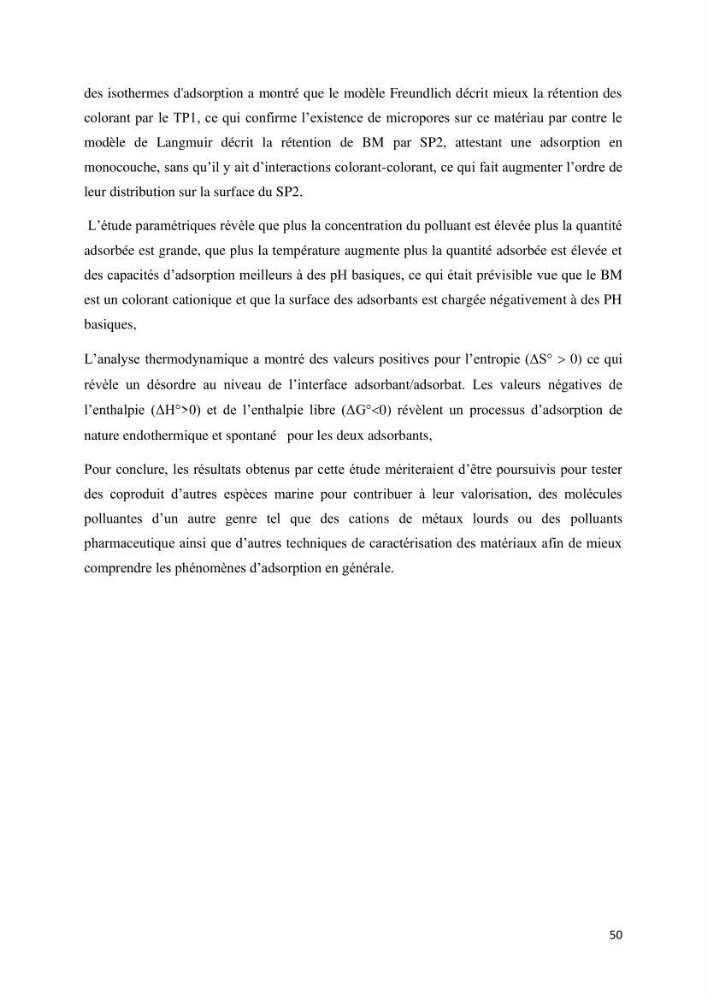 Rétention des polluants organiques par un adsorbant élaboré à base de déchets marins