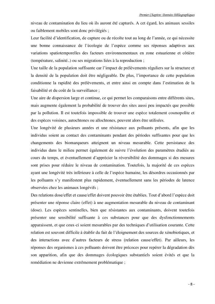 Mise au point d\'une technique de dosage de l\'activité des enzymes du stress oxydatif chez la moule Perna Perna (Linnaeus 1758 .