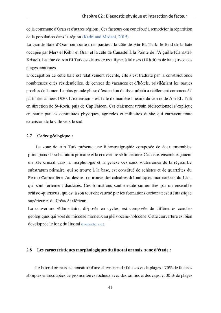 Apport des SIG pour la caractérisation des falaises littorales de la côte algérienne