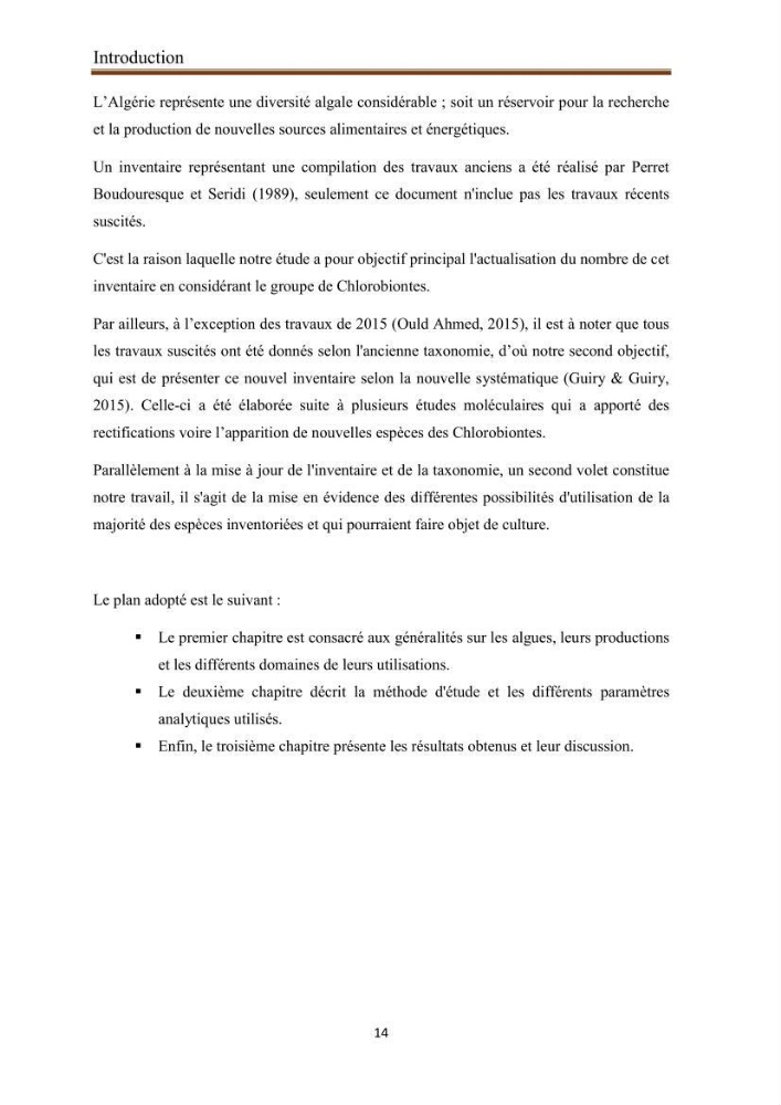 Actualisation de la taxonomie et de l\'inventaire des chlorobiontes des côtes Algériennes et mise en évidence des espèces aquacole: