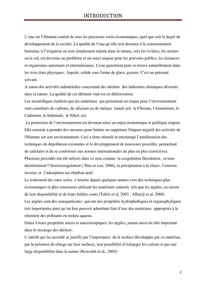Etude d\'un phénomène de dépollution des eaux contaminées par chrome