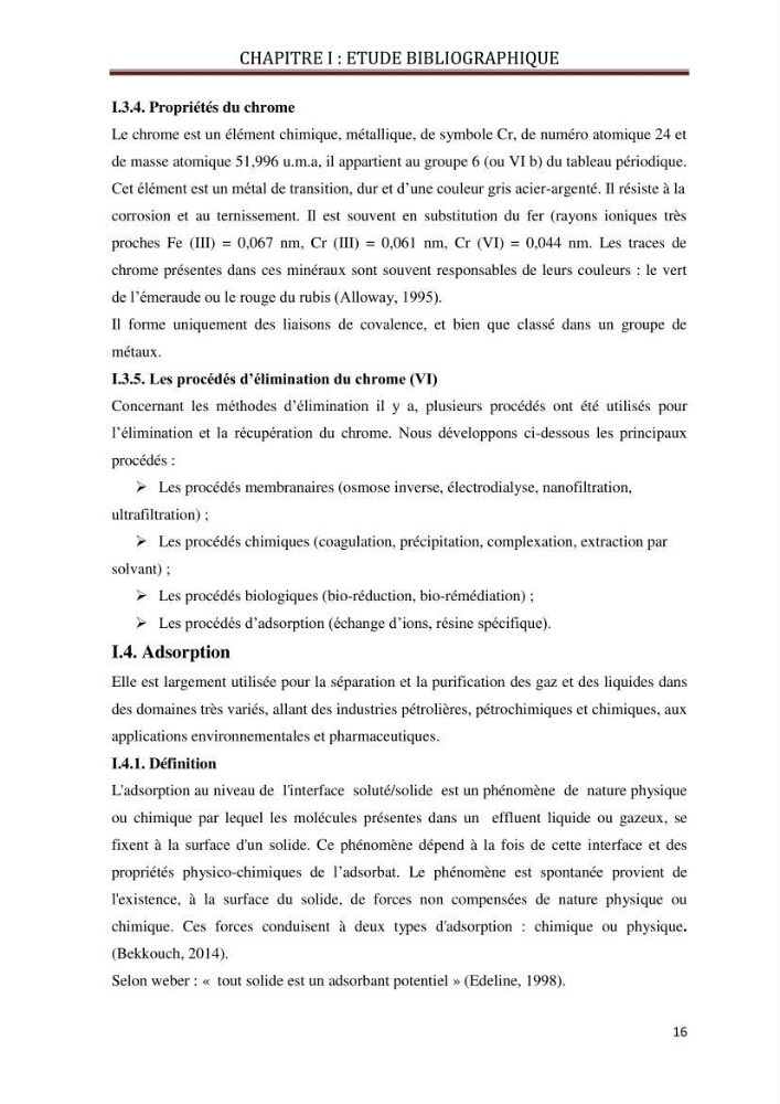 Etude d\'un phénomène de dépollution des eaux contaminées par chrome