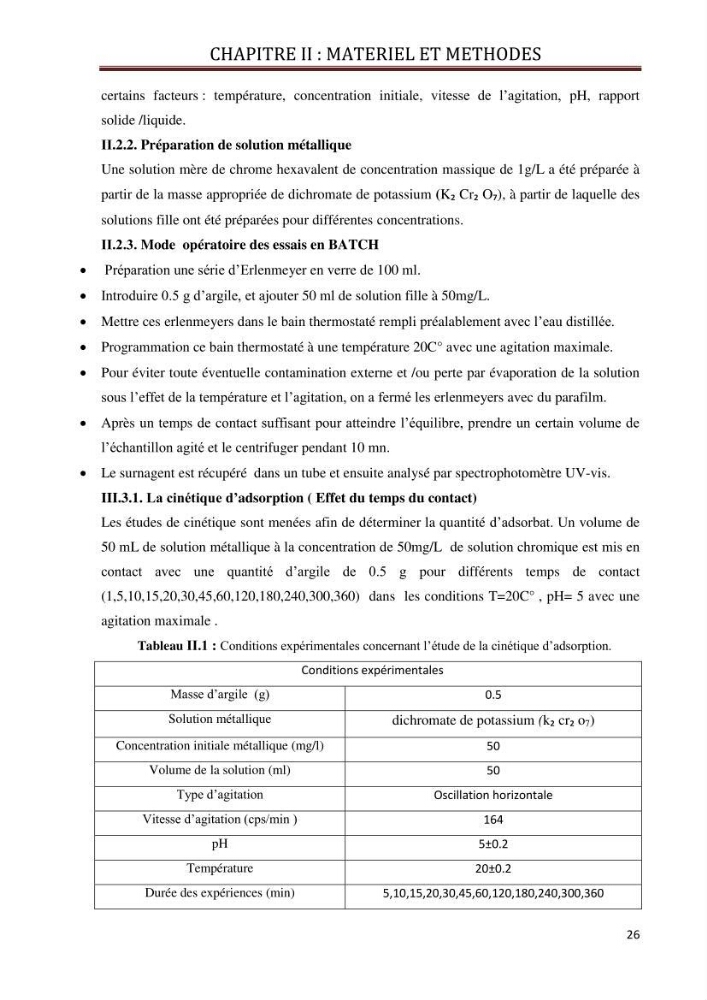 Etude d\'un phénomène de dépollution des eaux contaminées par chrome