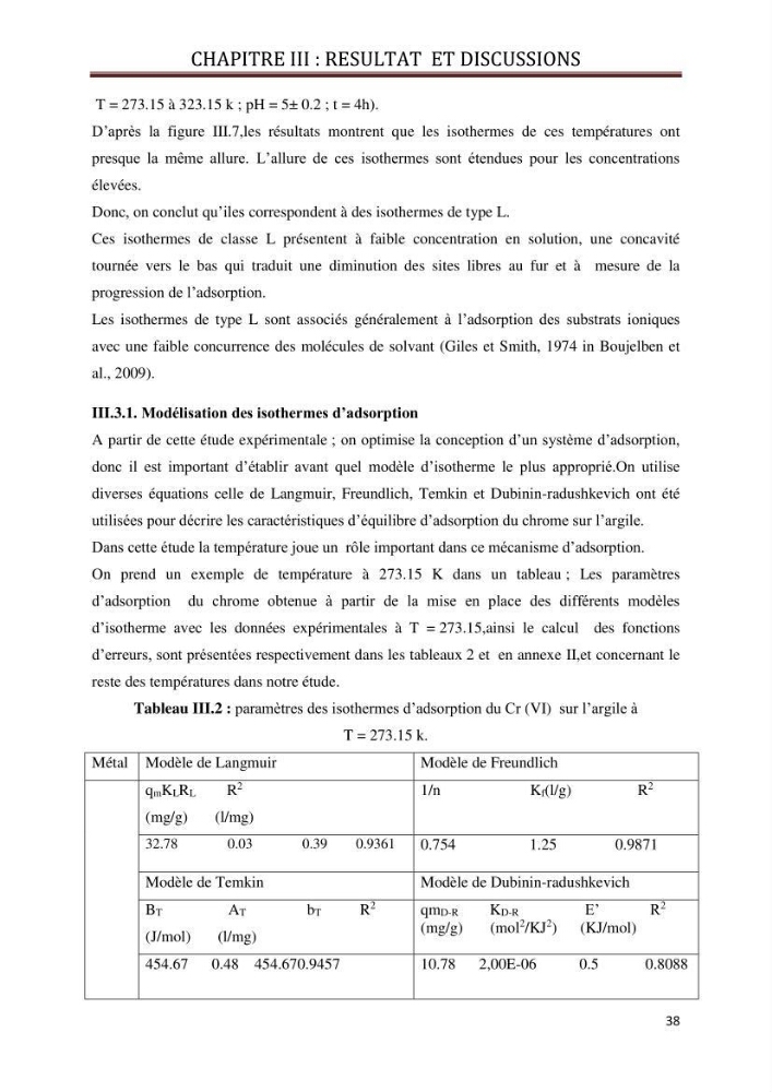 Etude d\'un phénomène de dépollution des eaux contaminées par chrome