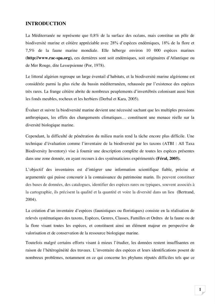 Inventaire des Spongiaires et des Bryozoaires de la côte Algérienne
