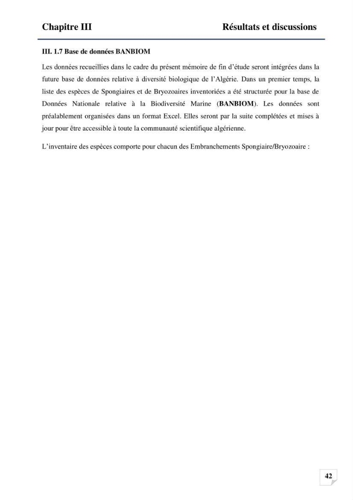 Inventaire des Spongiaires et des Bryozoaires de la côte Algérienne