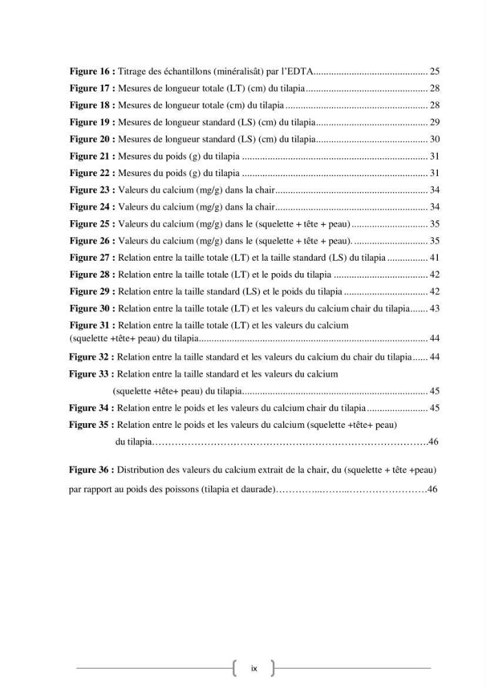 Composition minérale (cas du calcium) de deux espèces aquacoles le tilapia rouge (Oreochromis sp) et la daurade royale (sparus aurata).