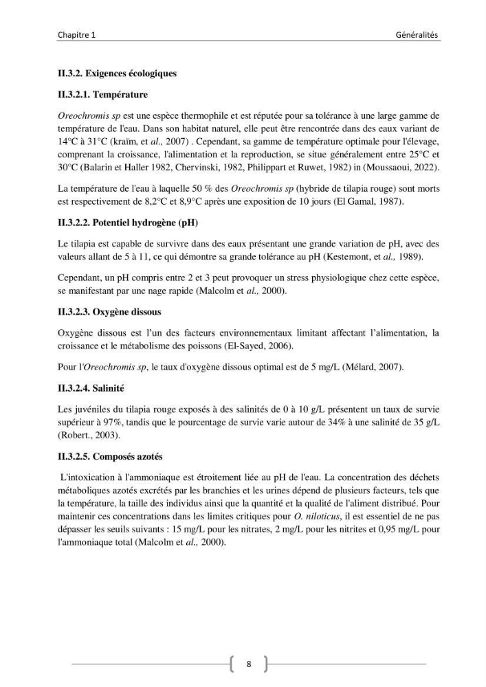 Composition minérale (cas du calcium) de deux espèces aquacoles le tilapia rouge (Oreochromis sp) et la daurade royale (sparus aurata).