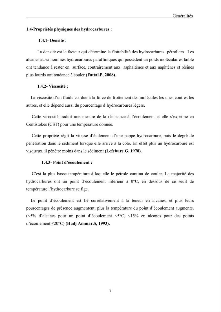 Extraction des Hydrocarbures aliphatiques dans l\'eau de mer