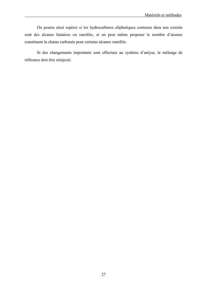 Extraction des Hydrocarbures aliphatiques dans l\'eau de mer