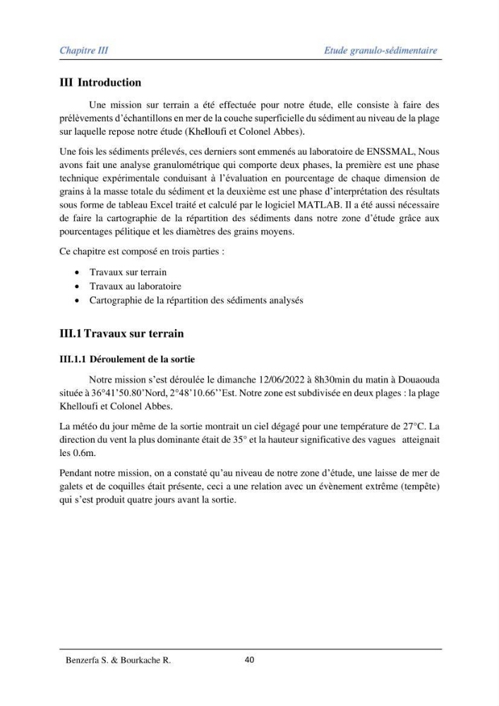 Impact des évenement extrêmes sur le transport sédimentaire longitudinal: cas d\'étude de la région Algéroise
