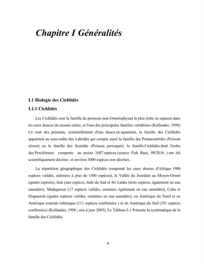 Suivi zootechnique de l’efficacité de six aliments fabriqués localement sur la croissance et la pigmentation des Cichlidés américains cas de Pterophyllum scalare. et Andinoacara rivulatus.
