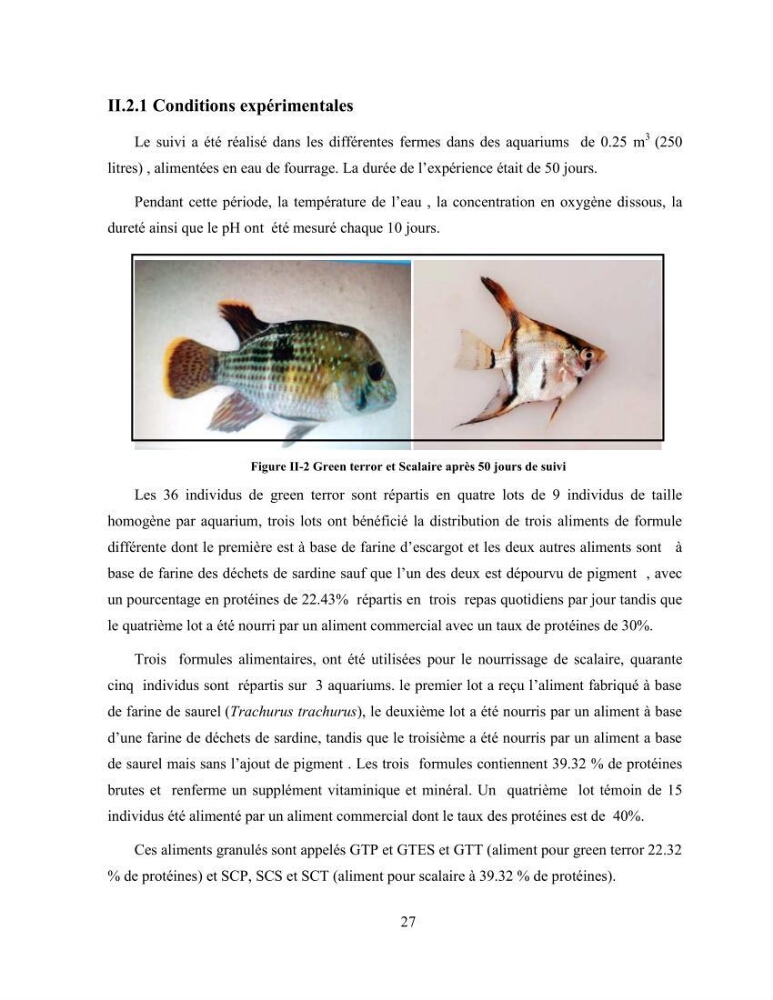 Suivi zootechnique de l’efficacité de six aliments fabriqués localement sur la croissance et la pigmentation des Cichlidés américains cas de Pterophyllum scalare. et Andinoacara rivulatus.
