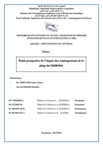 Etude prospective de l'impact des aménagement de la plage des Sablettes: Etude prospective de l'impact des aménagement de la plage des Sablettes: