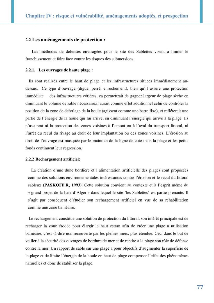 Etude prospective de l\'impact des aménagement de la plage des Sablettes: