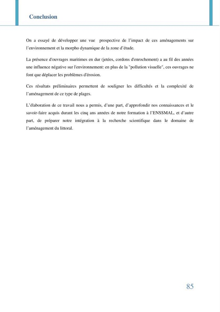 Etude prospective de l\'impact des aménagement de la plage des Sablettes: