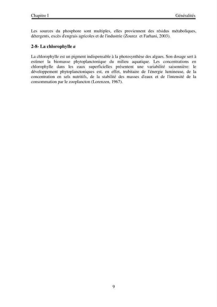 Etude physico-chimique du plan d\'eau du barrage de Boukourdane (wilaya de Tipaza)