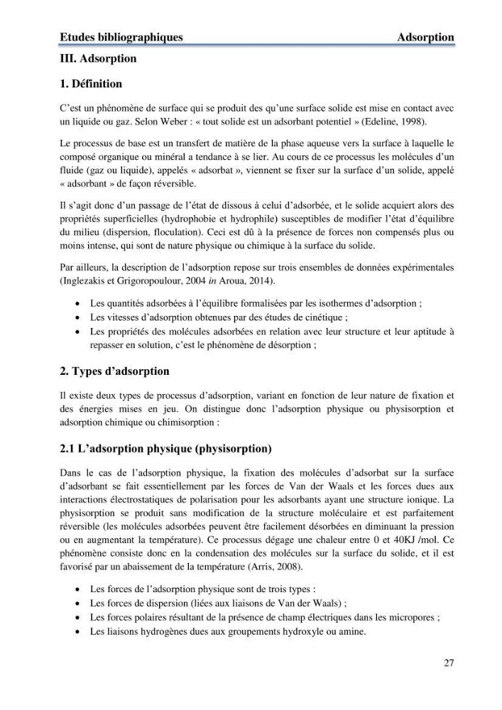 Etude du processus de dépollution d\'une eau contaminée par le cadmium par l\'utilisation de matériaux inorganiques:
